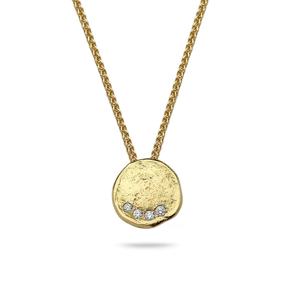 18k Gold pendant with 0.12 carat diamonds and 14K gold chain Spiga 18 inch