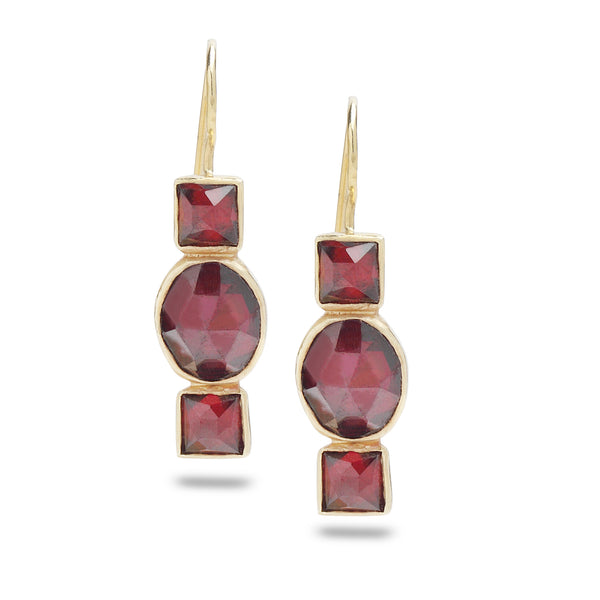 14K Gold Earrings with Garnet