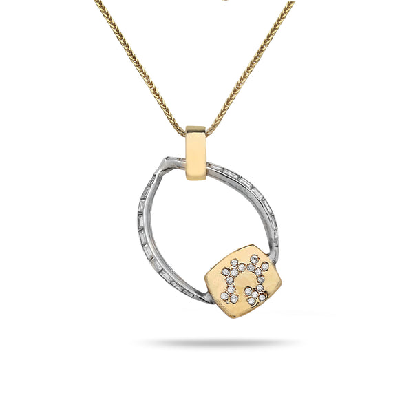 14K white and yellow Gold pendant with 0.30 carat Diamonds and 18 inch gold chain