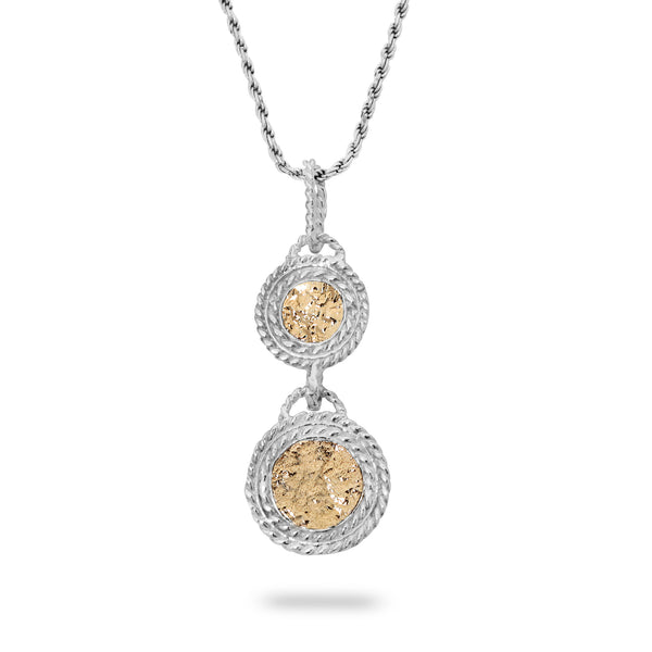 925 silver & 9k gold Pendant with rope chain 18 inch