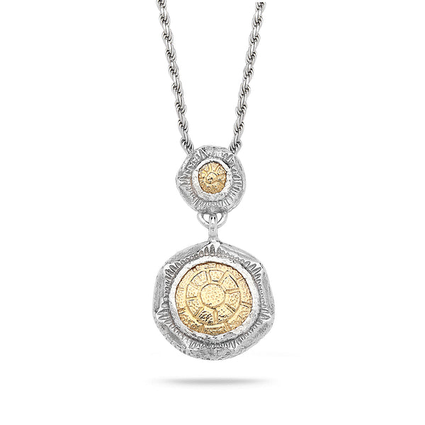 925 silver & 9k gold Pendant with rope chain 18 inch