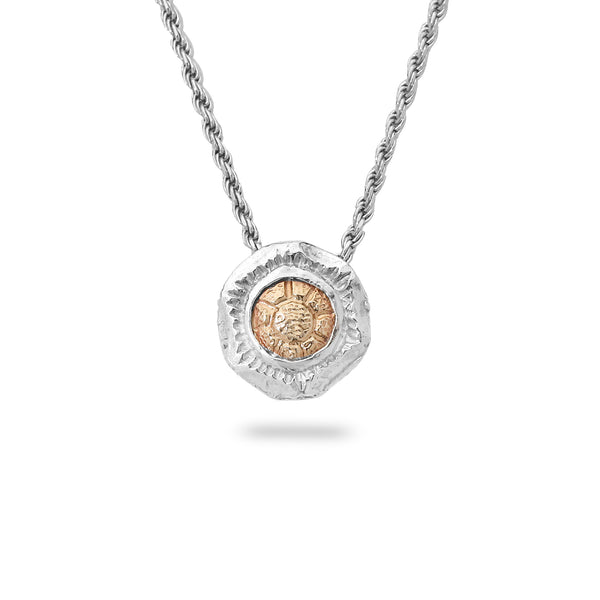 925 silver & 9k gold Pendant with rope chain 18 inch