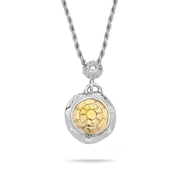 925 silver & 9k gold Pendant with rope chain 18 inch