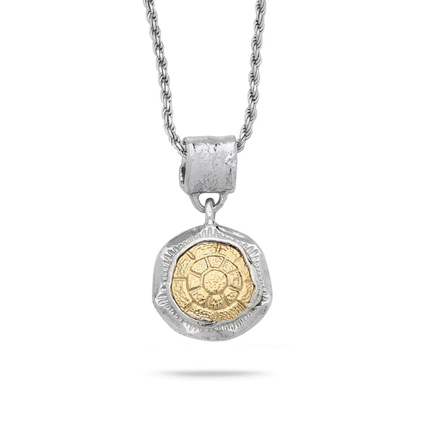925 silver & 9k gold Pendant with rope chain 18 inch