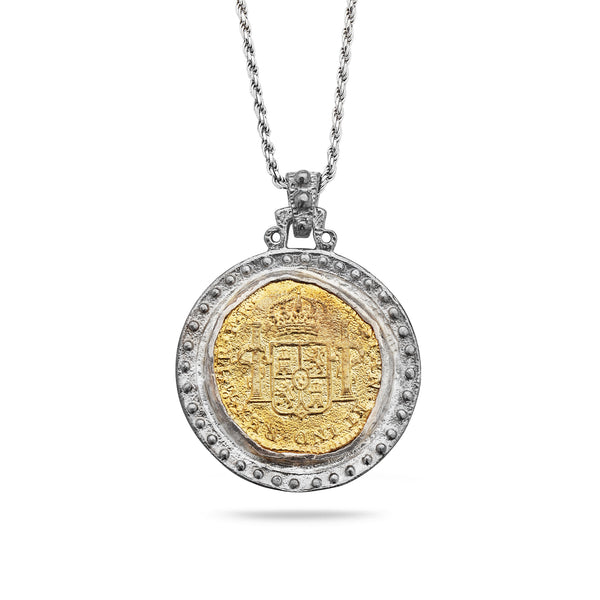 925 Silver Coin Pendant with Brass and Chain 18