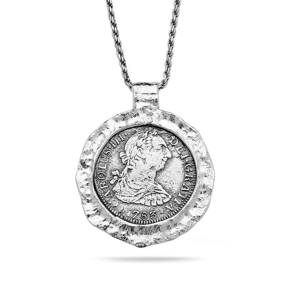 925 oxidized silver Pendant & rope chain 20 inch