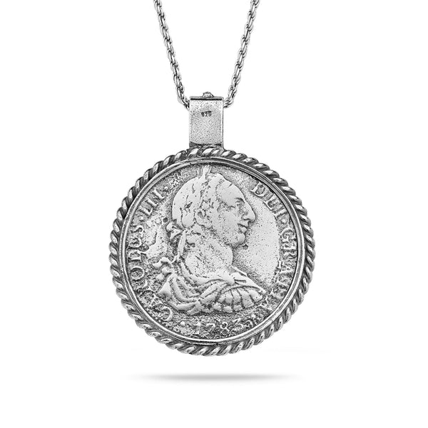 925 oxidized silver Pendant & rope chain 20 inch