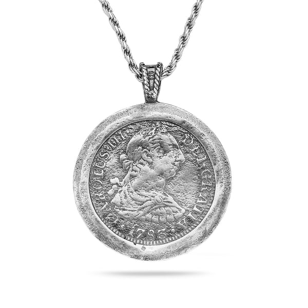 925 oxidized silver Pendant & rope chain 20 inch