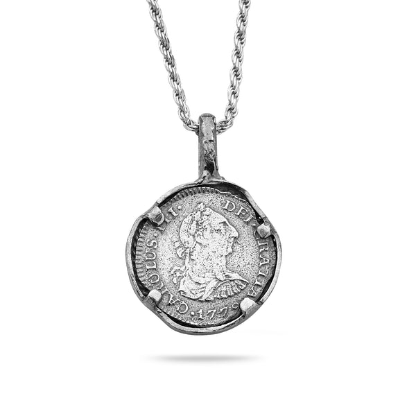 925 oxidized silver Pendant & rope chain 20 inch