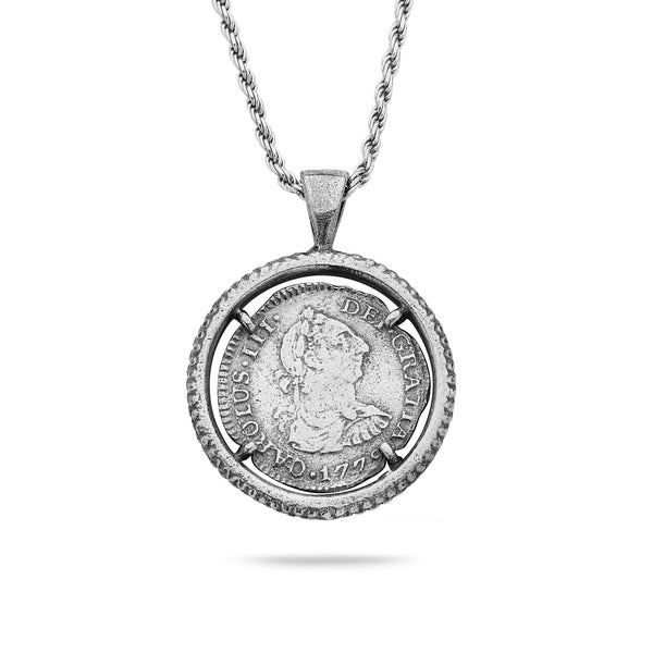 925 Oxidized Silver Pendant & Rope Chain 20