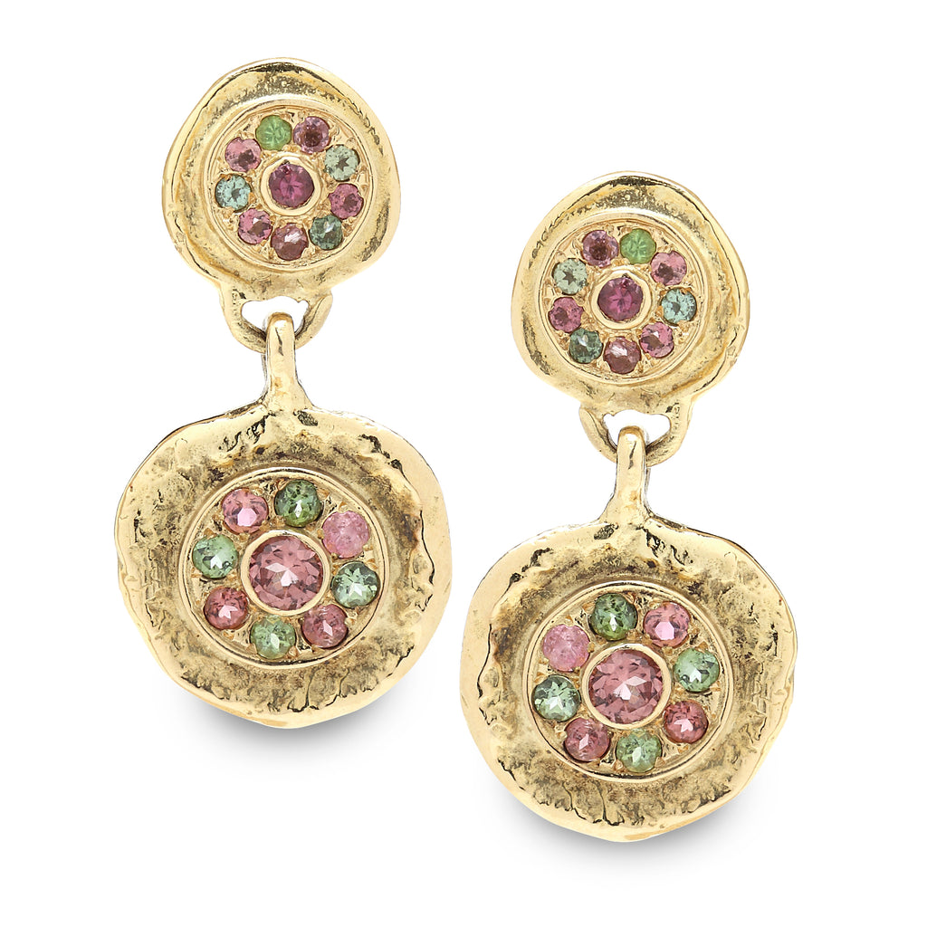 18K Gold Earrings with Tourmaline Gem stone