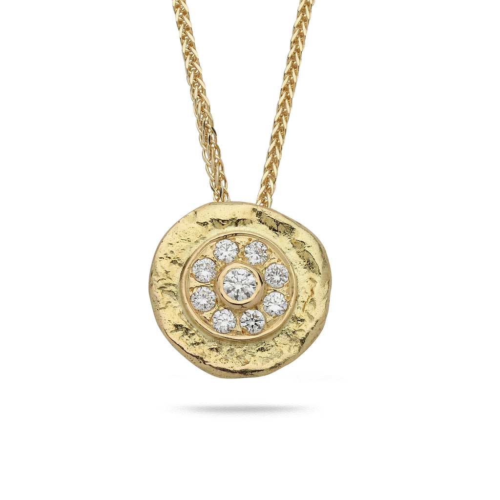 18k Gold pendant with 0.30 carat diamonds and 14K gold chain Spiga 20 inch