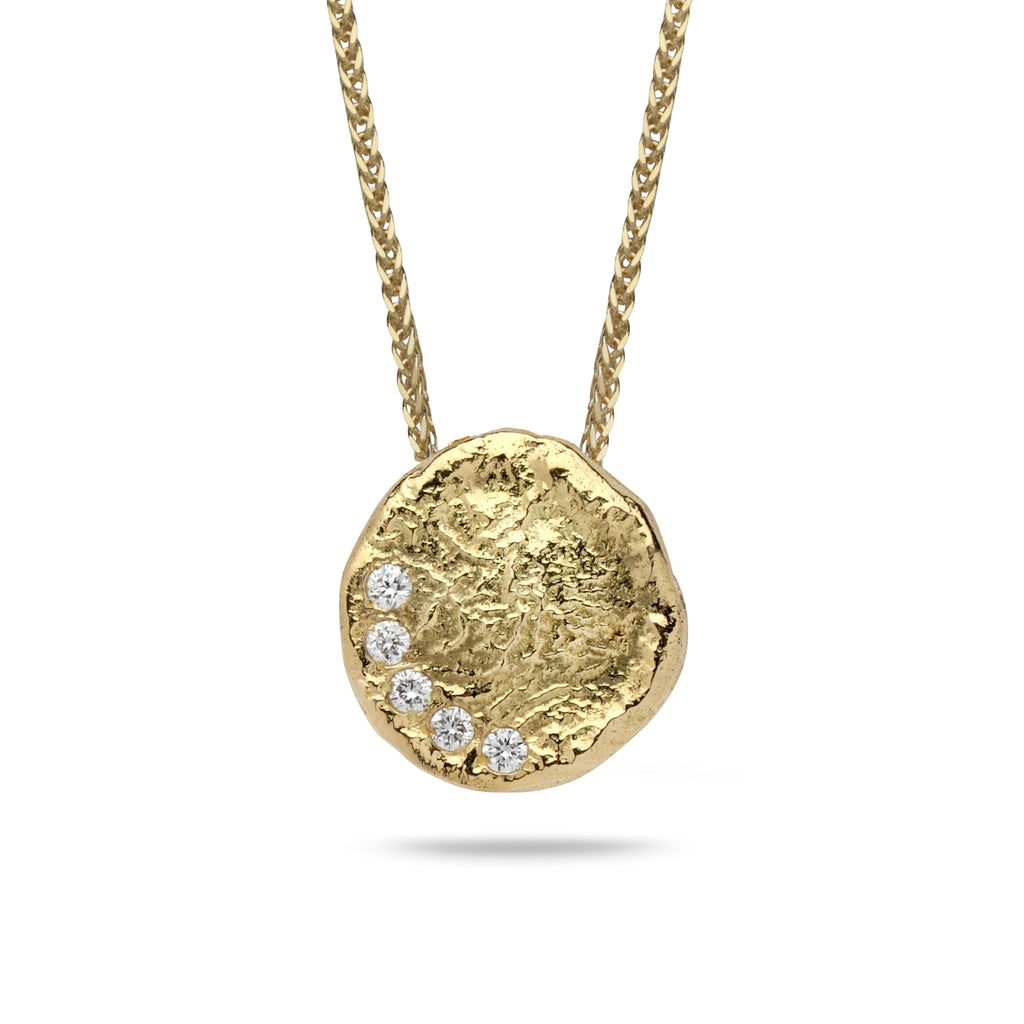 18k Gold pendant with 0.075 carat diamonds and 14K gold chain Spiga 18 inch