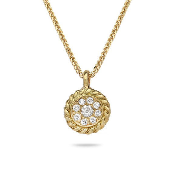 18k Gold pendant with 0.30 carat diamonds and 14K gold chain Spiga 18 inch