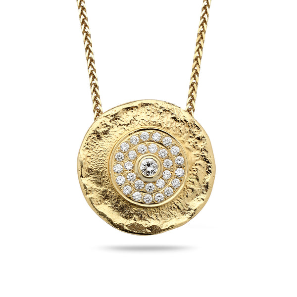 18k Gold pendant with 0.95 carat diamonds and 14K gold chain Spiga 18 inch