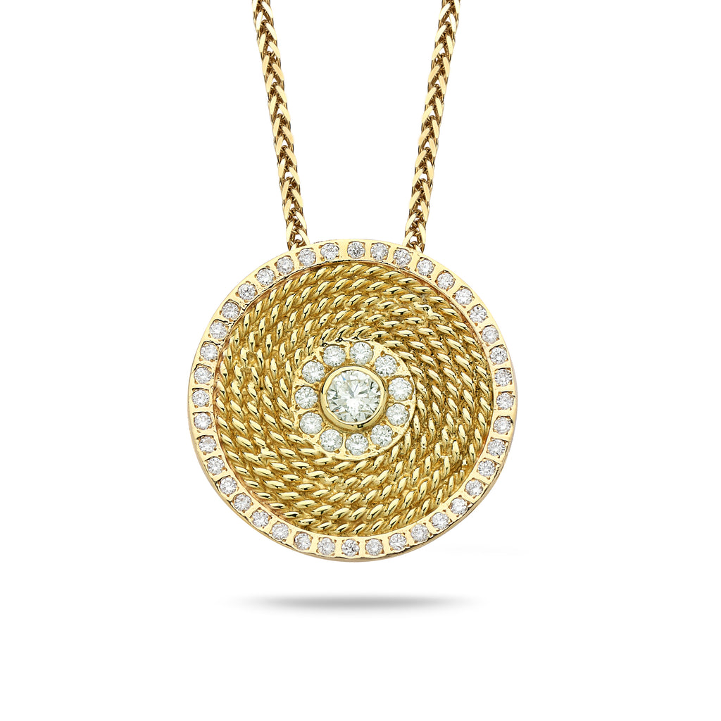 18k Gold pendant with 0.80 carat diamonds and14K gold chain Spiga 20 inch
