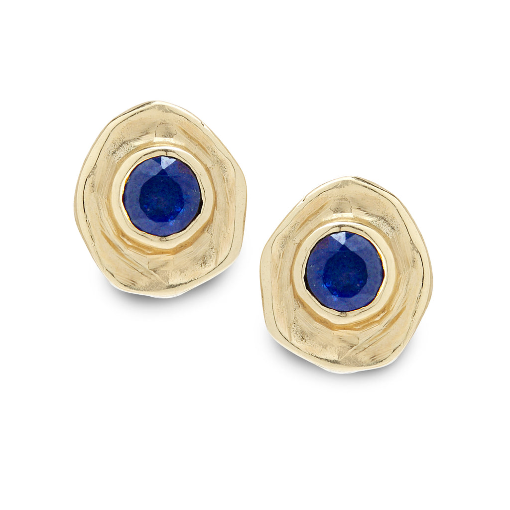 14K Gold Earrings with Sapphire