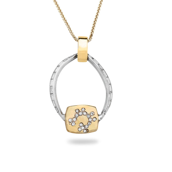14K white and yellow Gold pendant with 0.30 carat Diamonds and 18 inch gold chain