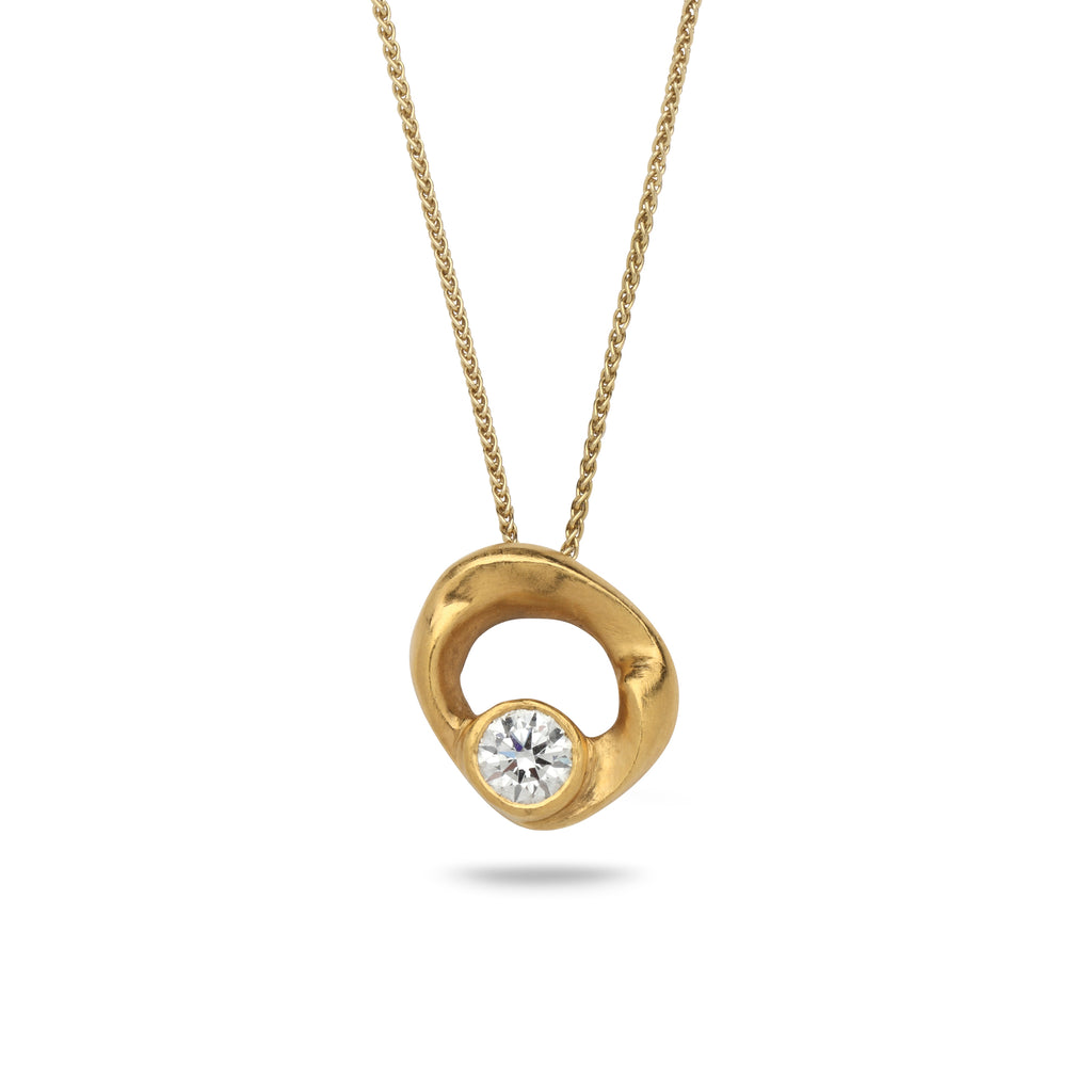 24K Gold pendant with 1 carat diamond and 18K gold chain Spiga 18 inch