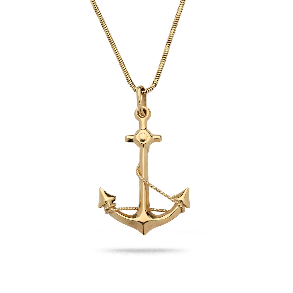14K Gold Anchor pendant with 14K Gold chain 18 inch