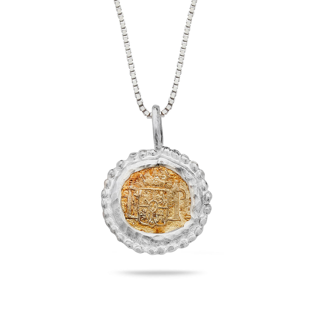 925 Silver Coin Pendant with Brass and Chain 18"