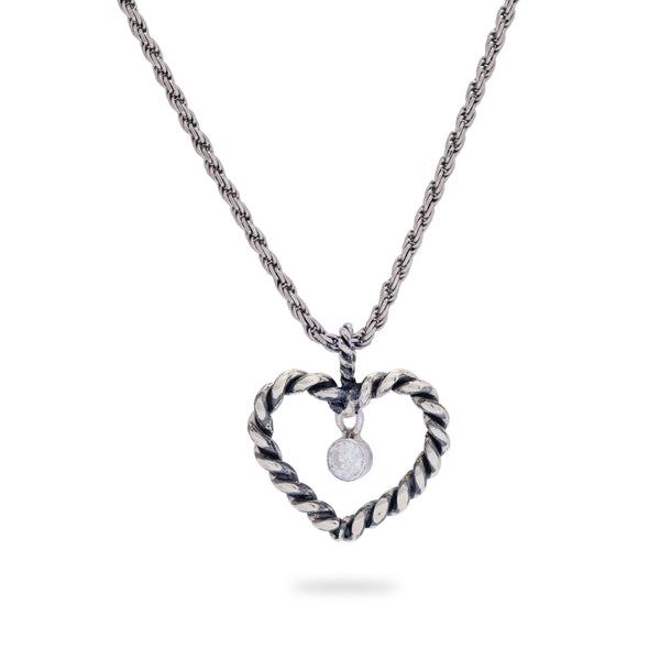 OKSH4 925 Silver Heart pendant with Cubic Zirconia