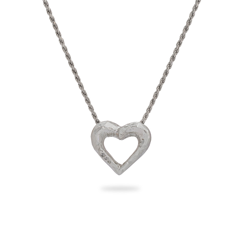 OKSH6 925 Silver Heart Pendant with Cubic Zirconia