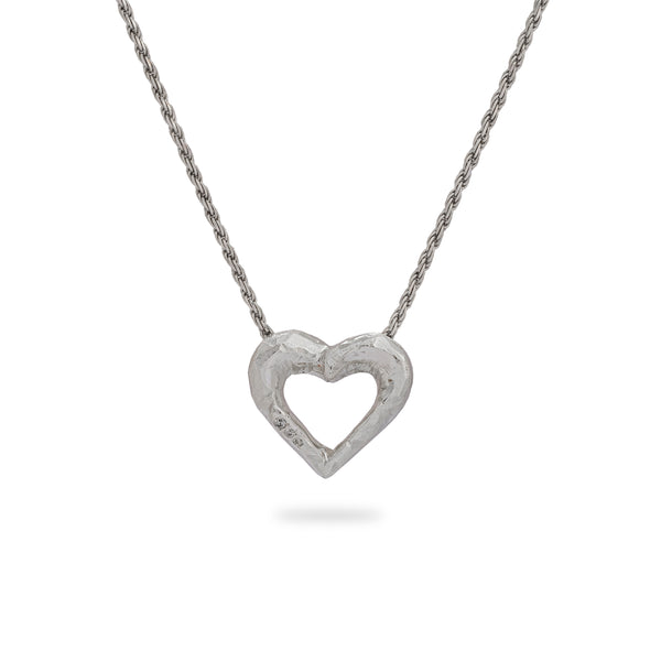 OKSH6 925 Silver Heart Pendant with Cubic Zirconia