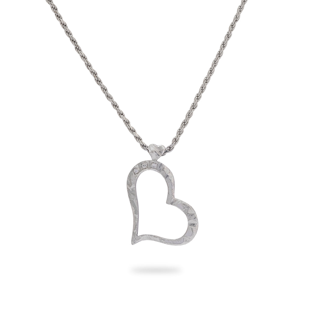 OKSH7 925 Silver Heart Pendant with Cubic Zirconia