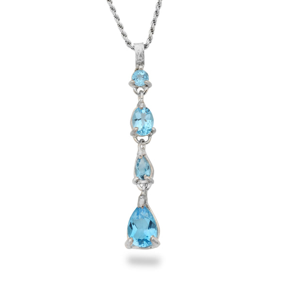 925 silver Pendant with Blue topaz Gem stone and 19 inch chain