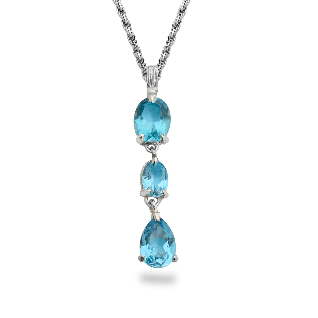 925 silver Pendant with Blue topaz Gem stone and 20 inch chain