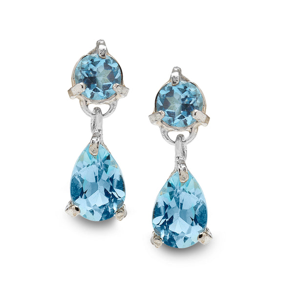 925 Silver Earrings with Blue Topaz Gemstones