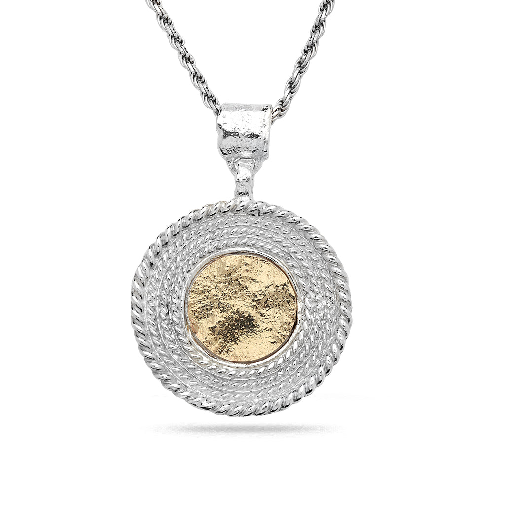 925 silver & 9k gold Pendant with rope chain 18 inch