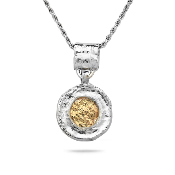 925 Silver & 9K Gold Pendant with Rope Chain 18