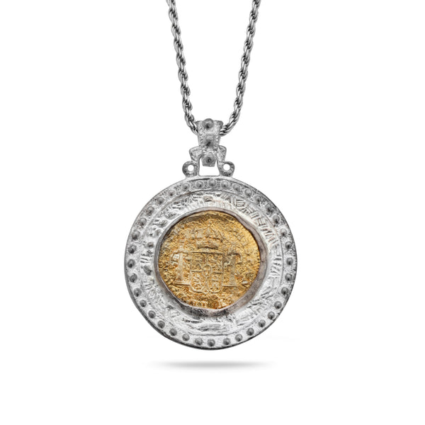 925 Silver Coin Pendant with Brass and Chain 18