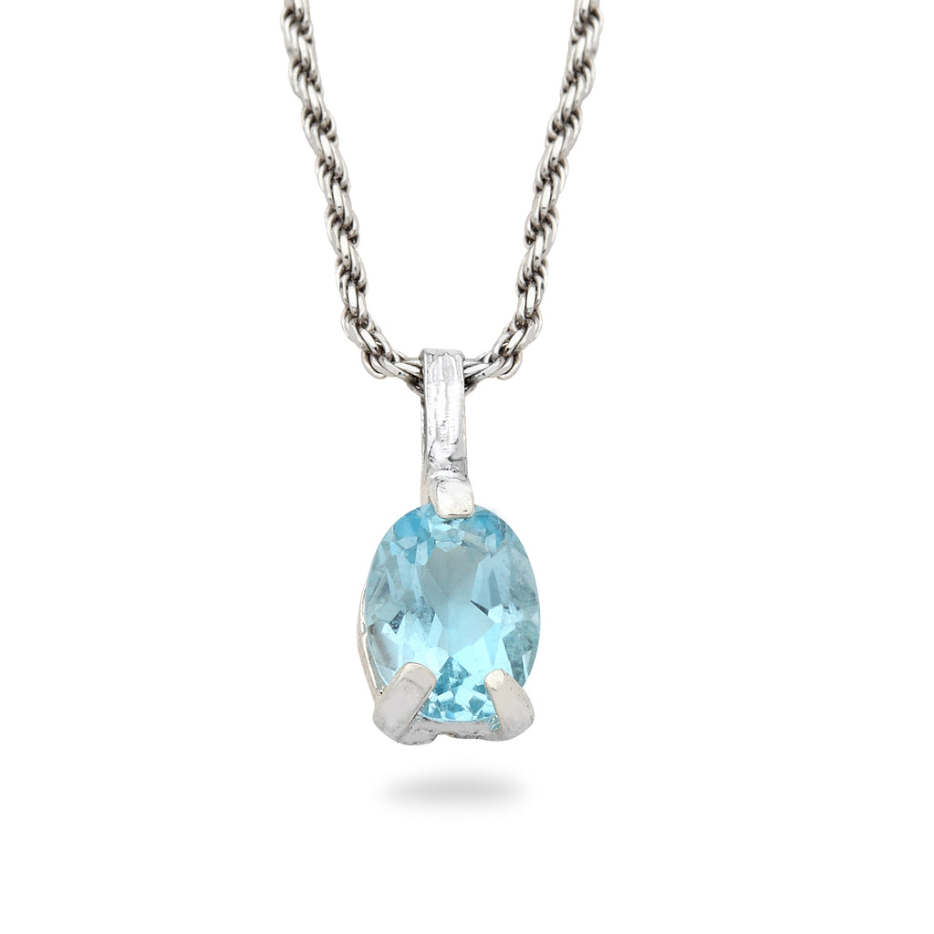 925 silver Pendant with Blue topaz Gem stone and 20 inch chain
