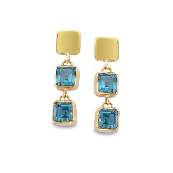 18K gold earrings with Blue Topaz
