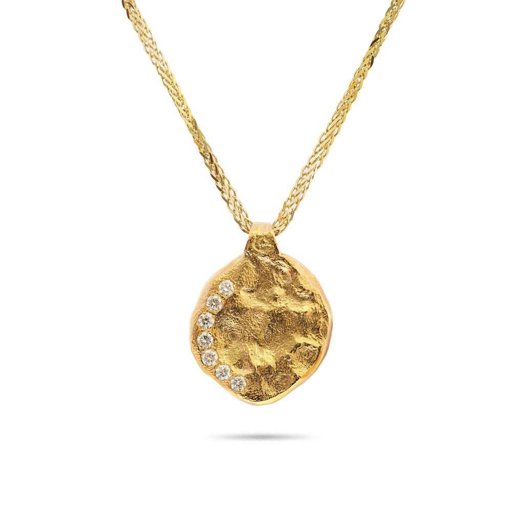18 Karat Gold Pendant with 0.21 CT diamonds, 14 karat gold Spiga chain 18 inch